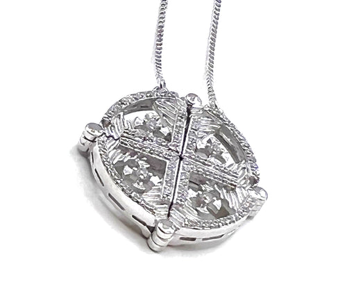 Sterling Round Jerusalem Cross Opening Magnetic Necklace